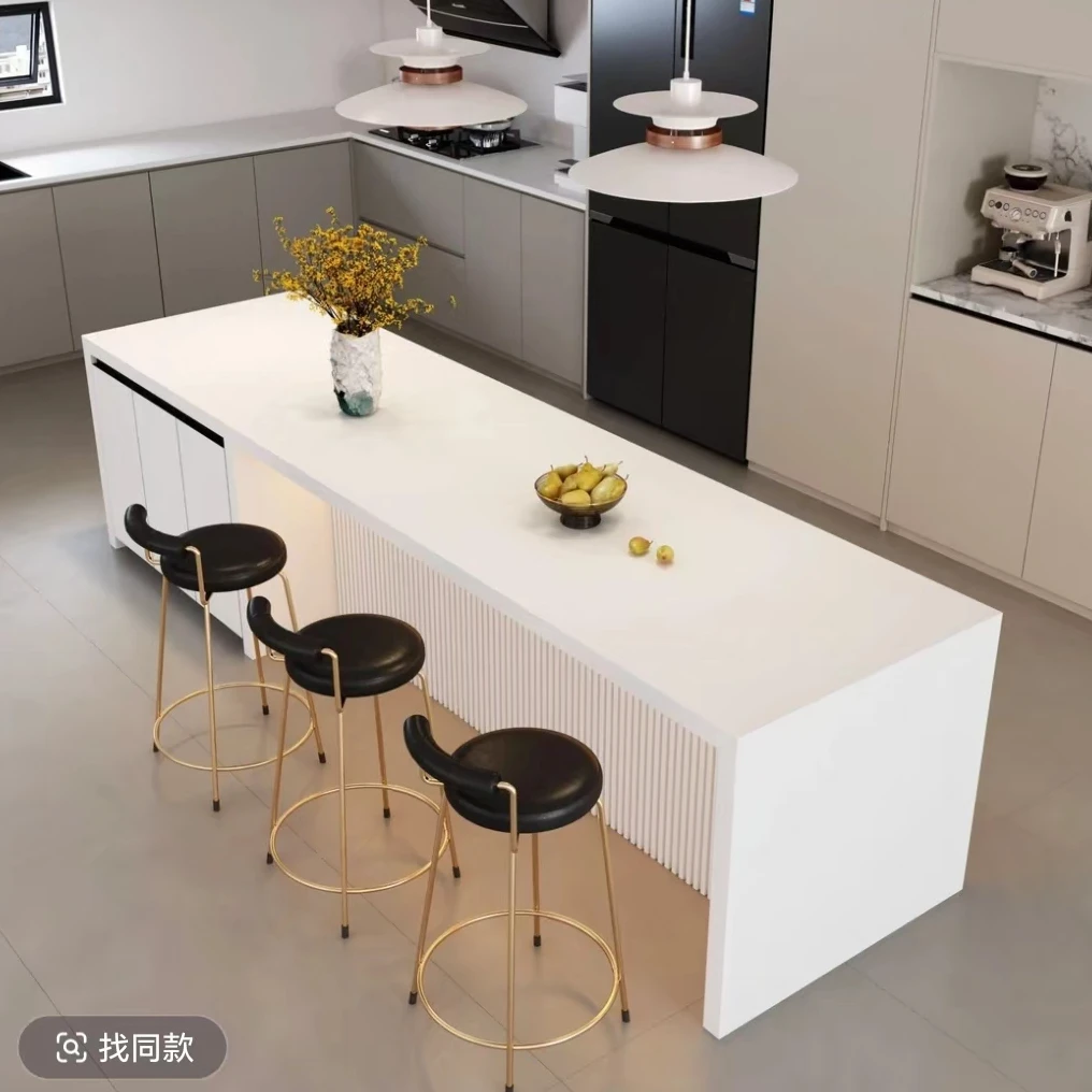 岩板岛台餐桌一体小户型可伸缩家用岛台现代简约多功能厨房中岛台
