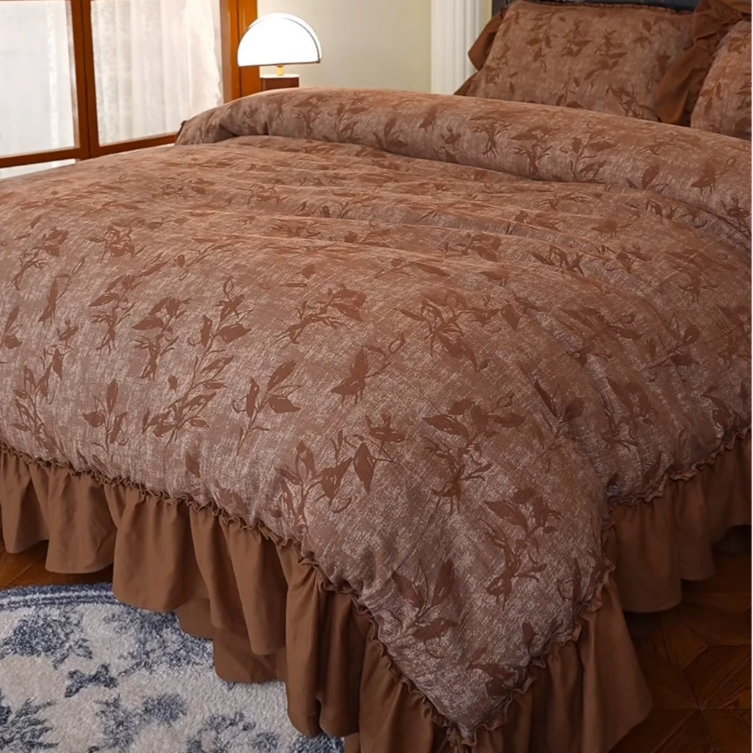 十七【山涧系列】磨毛床裙款！中古侘寂松弛感全棉色织提花四件套