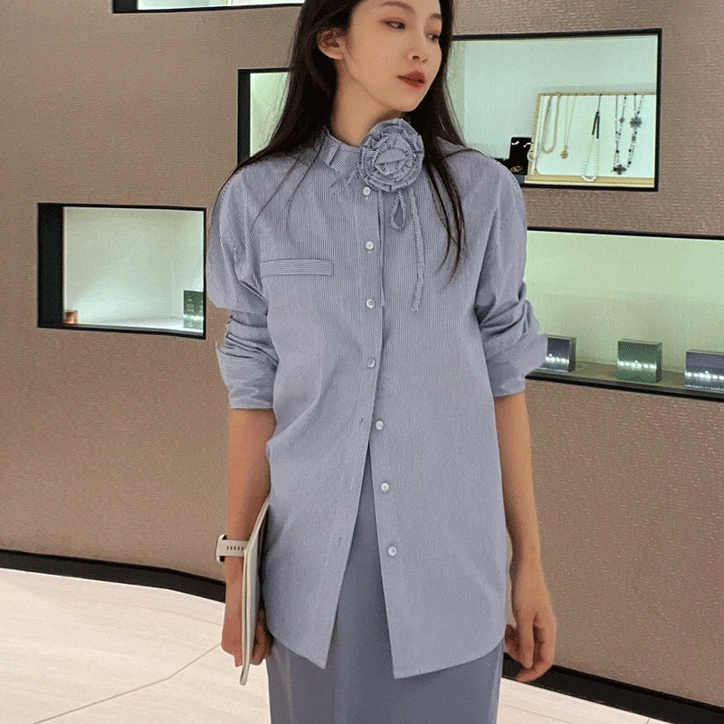 哥弟阿玛施正品2025春装新款时尚休闲宽松显瘦长袖衬衫女上衣衬衣