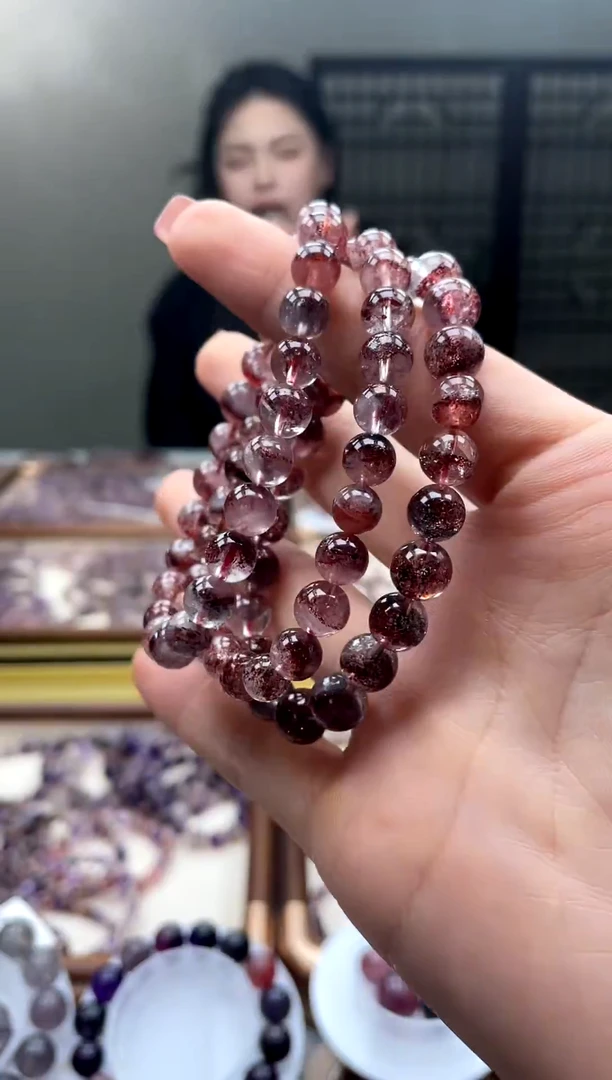 未镶嵌手串水晶【迎迎甄选】超七金草莓手串8mm多样性发一