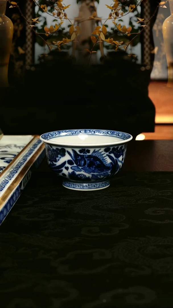 A*元黛工坊元青花鱼杯