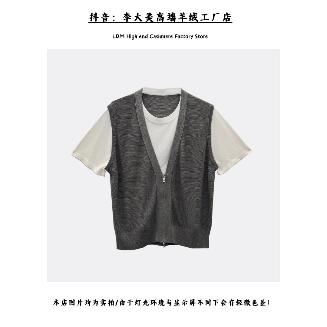 【假两件】2025新款气质简约时尚百搭女打底衫“L1626”