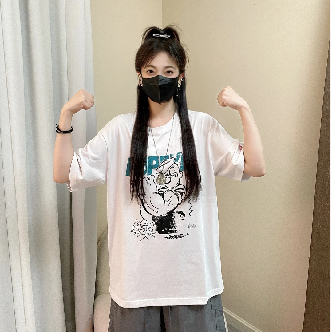 【凉感抑菌】大力水手联名森马短袖夏季宽松卡通印花潮t恤