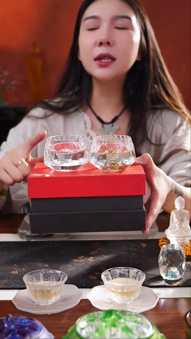 K9水晶莲花杯一对