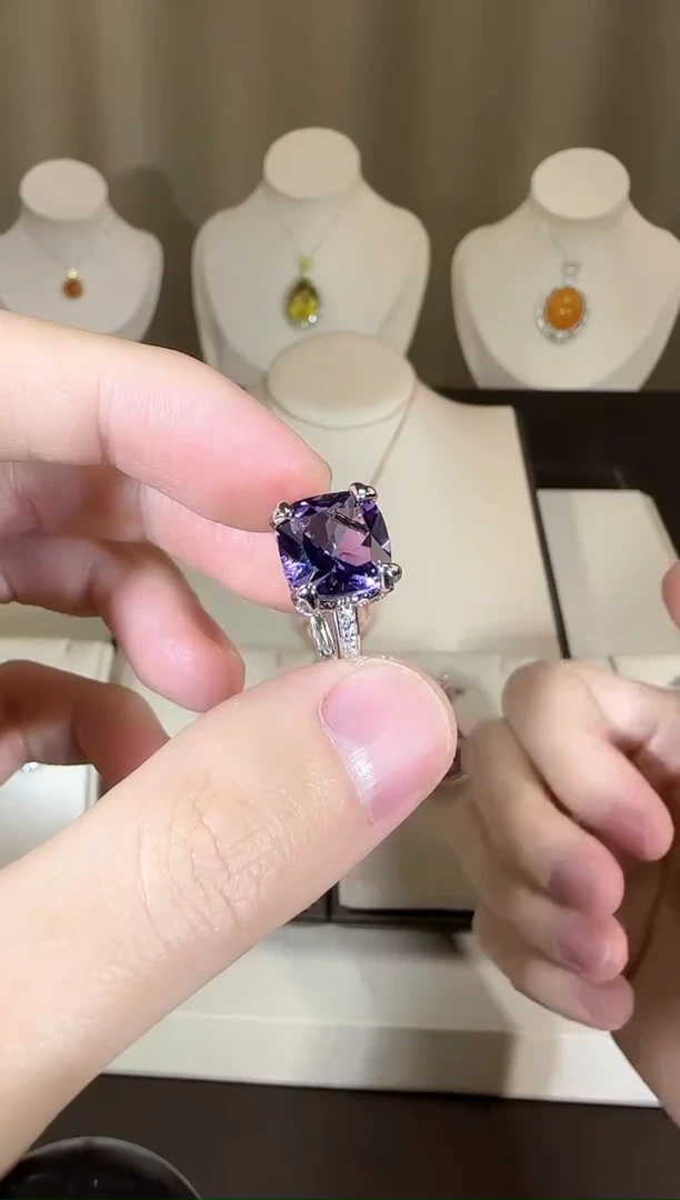 【闪购商品】紫晶戒指银S925镶嵌10mm
