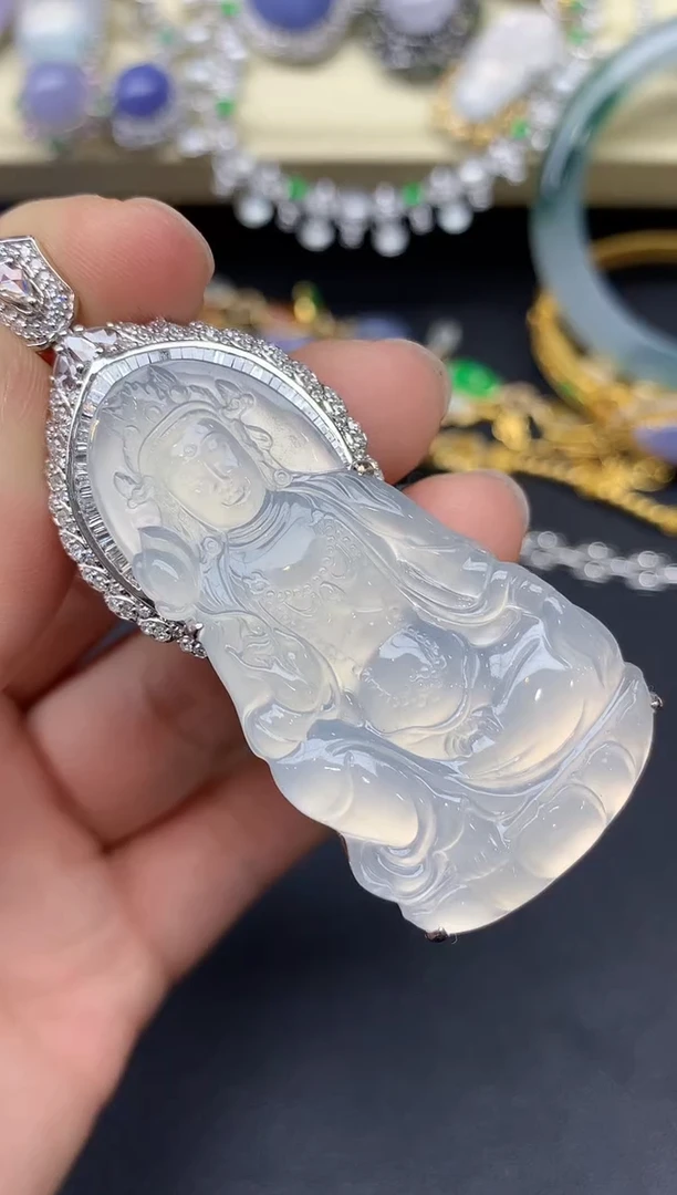 颈饰18K金镶嵌翡翠443-雪姐翡翠天天见