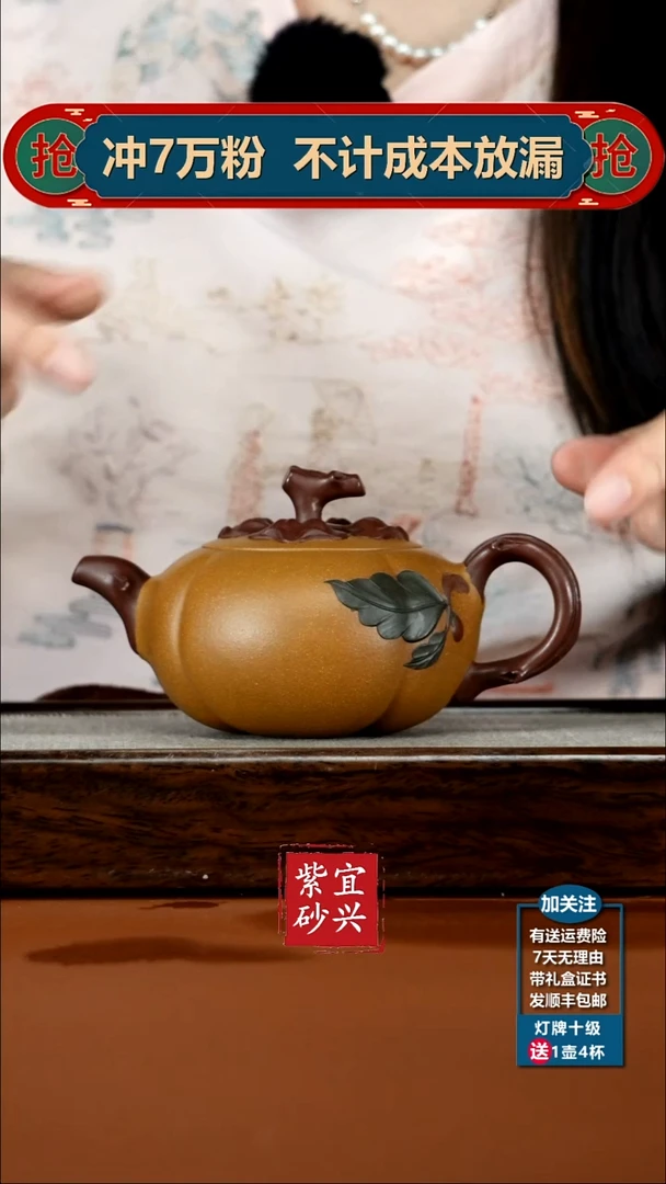 茶壶紫砂蒋静明老段泥仿生柿子240CC