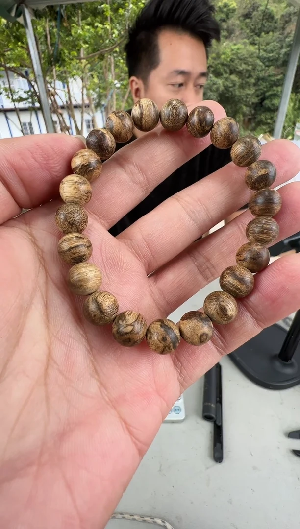 沉香手串达拉干虎斑09圆珠单圈多样性发一