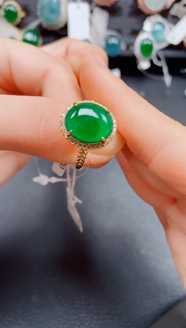 银S925镶嵌戒指翡翠翡翠