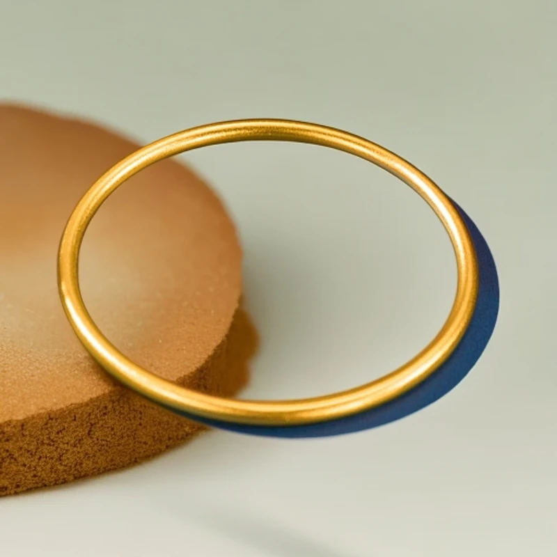 足银手镯 简约大气复古百搭古法素圈手镯时尚经典实心磨砂传承