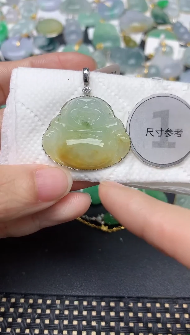 颈饰18K金镶嵌翡翠天然缅甸A货翡翠