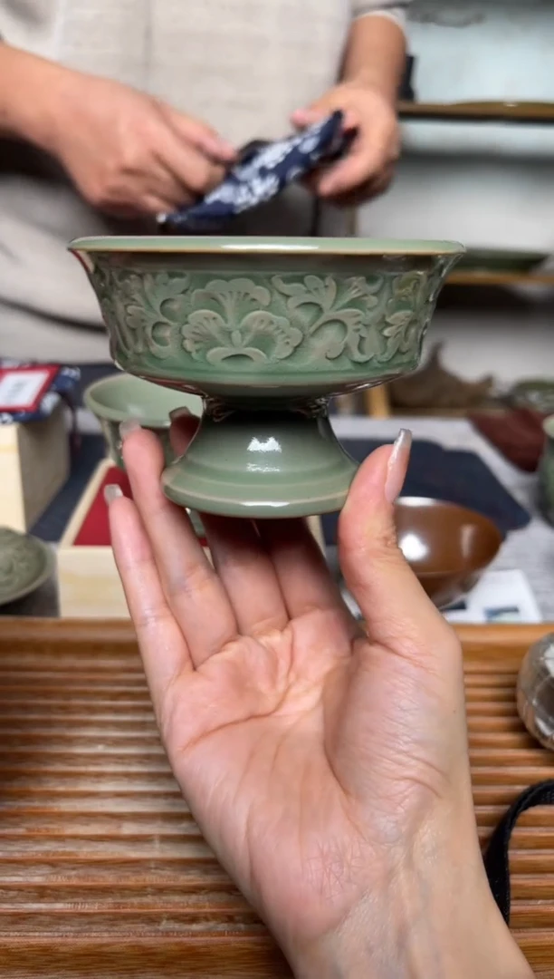 【闪购商品】其他王晓娜 纯手工秘色牡丹烛台