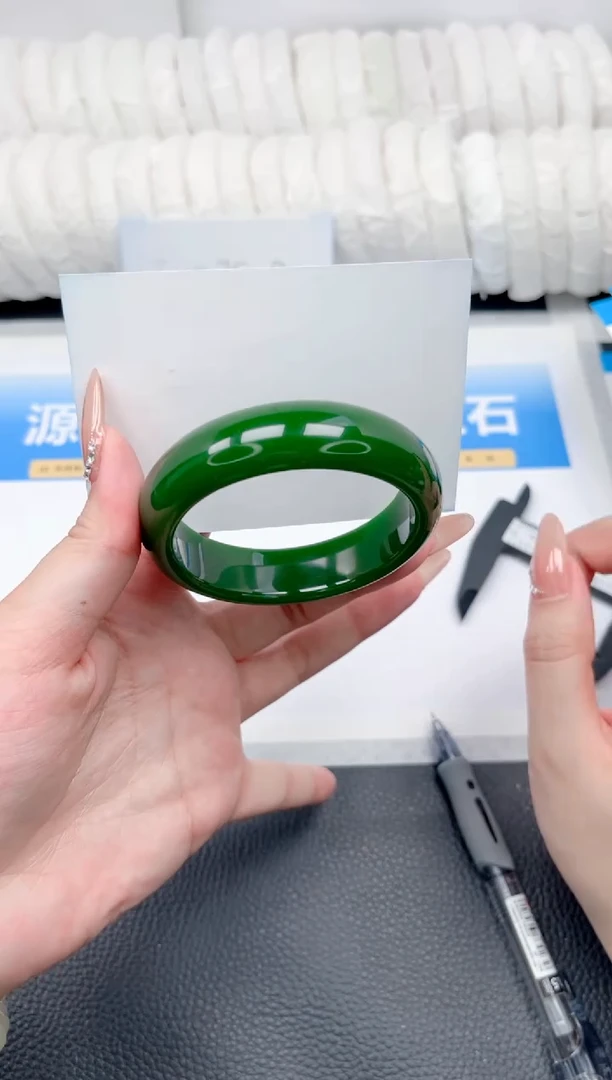 和田玉手镯未镶嵌57-菠菜59.5