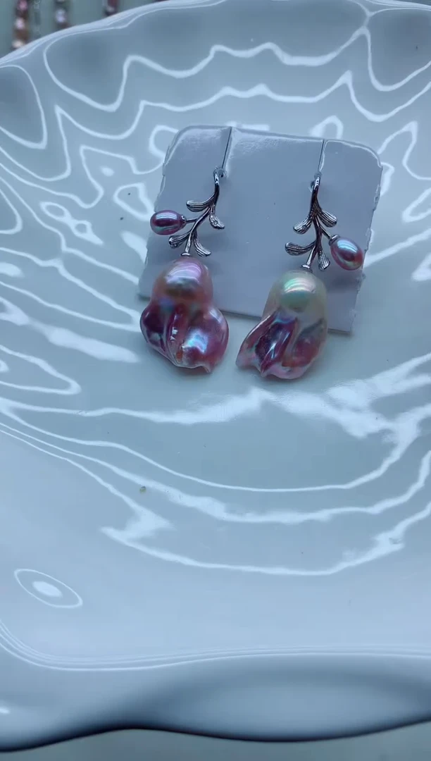 银S925镶嵌淡水珍珠耳饰淡水珍珠耳饰