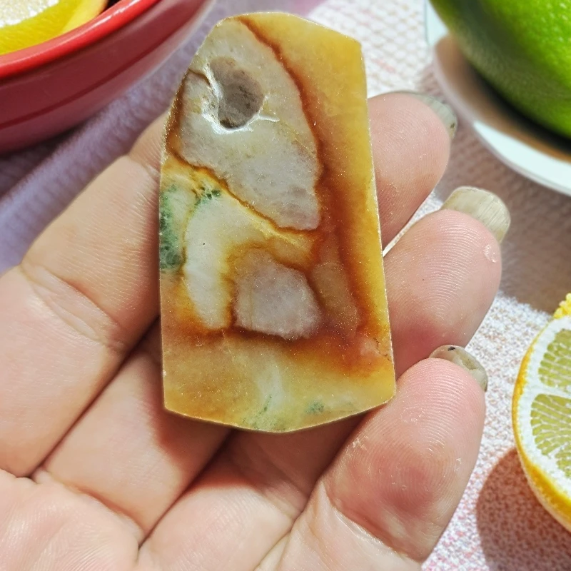翡翠达摩砍黄加绿片料种老肉细定制加工
