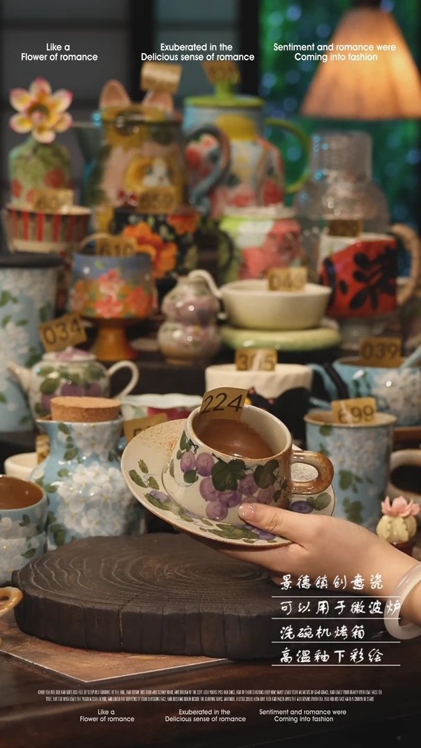 陶瓷224景德镇高温釉下彩手工手绘款式