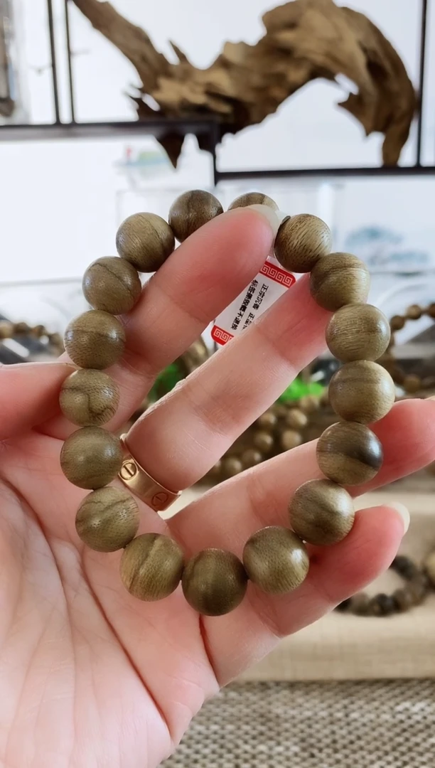 沉香手串文莱生结老料虎斑13+MM单圈