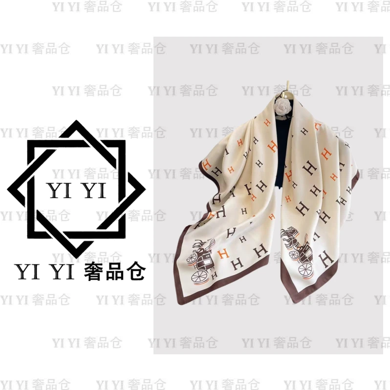 【YI YI/周一一奢品】时尚百搭网红气质H字母丝巾女士方巾