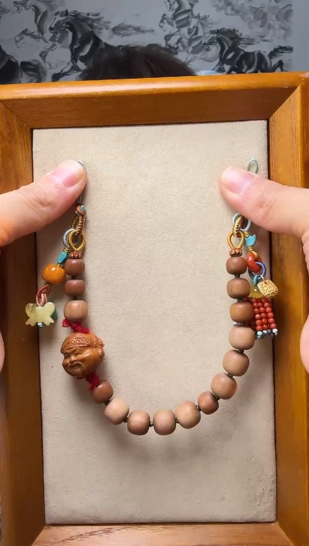 【闪购商品】檀香木把件银S925镶嵌时尚百搭A1499