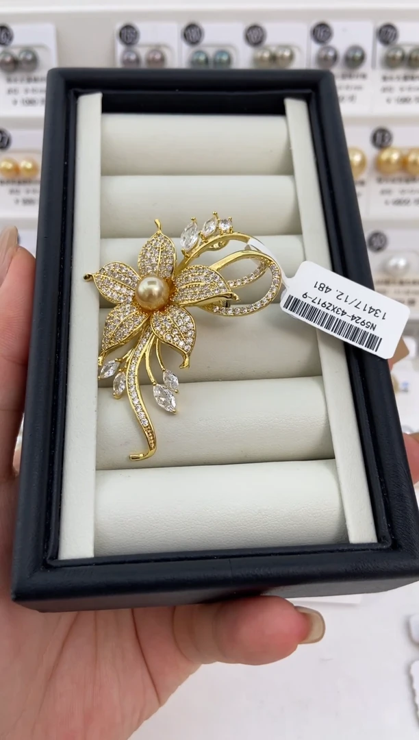 未镶嵌胸针海水珍珠金珠胸针8-9