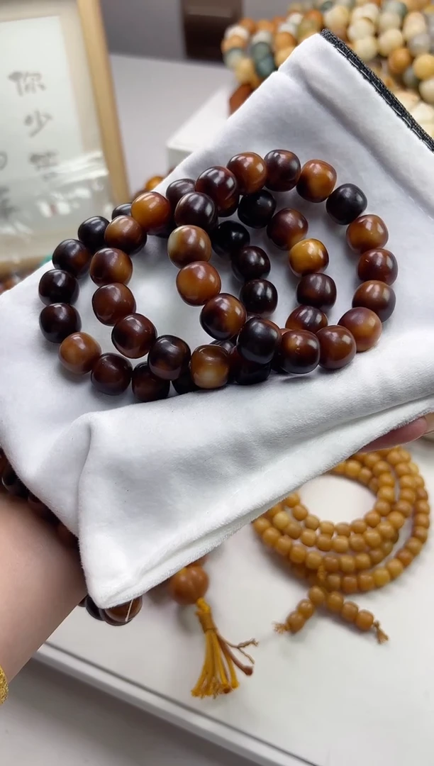 手串菩提根/象牙果沐o59虎珀糖干磨桶珠12*14mm手串