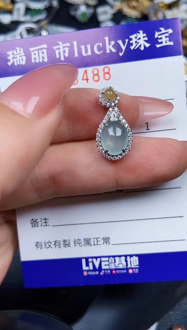 翡翠银S925镶嵌颈饰6488