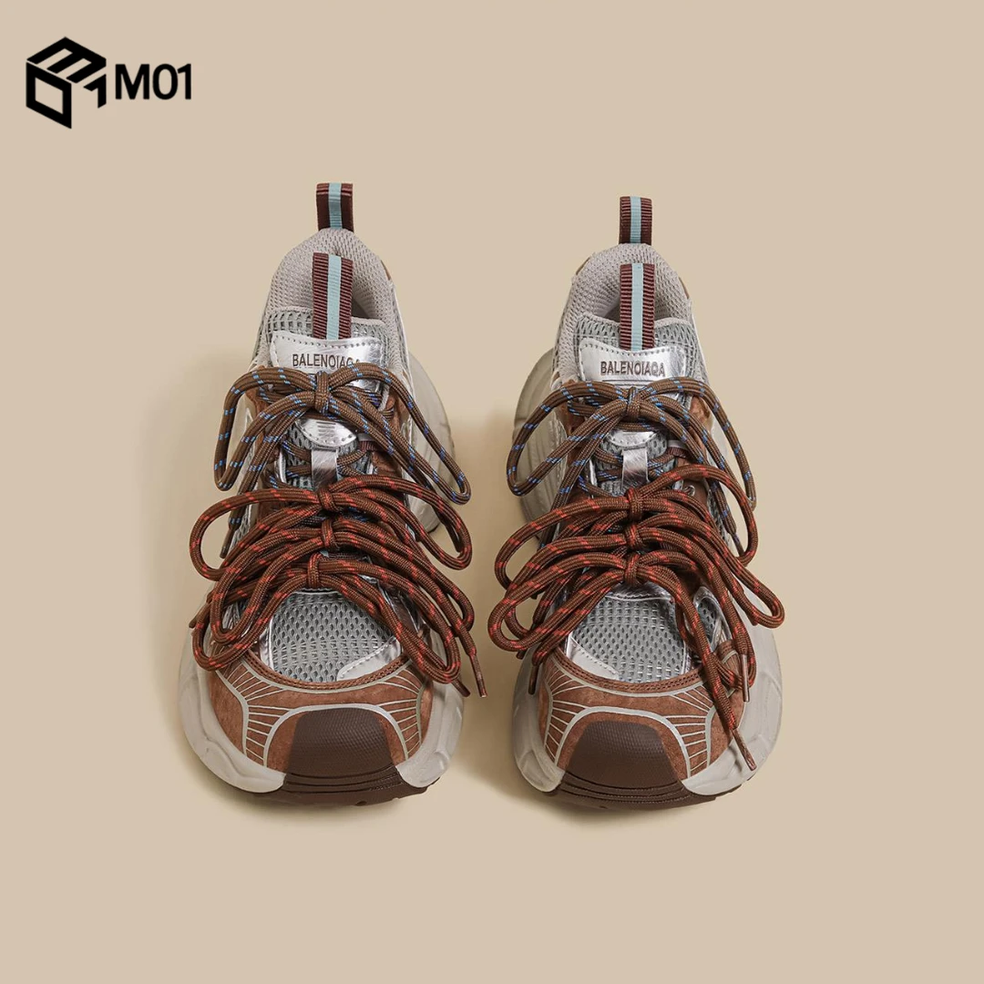 M01秋冬季新款厚底老爹鞋女棕色双鞋带巴黎风ins炸街休闲运动鞋