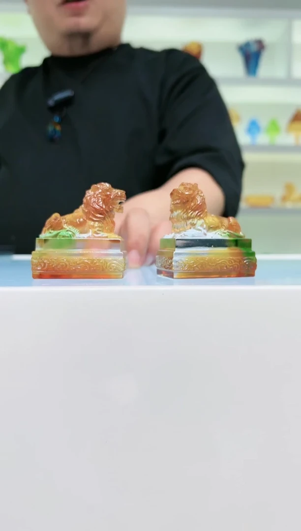 【闪购商品】茶宠古法琉璃一对小狮子