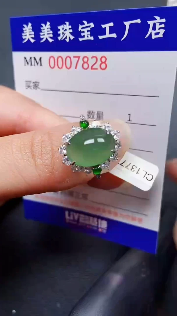翡翠银S925镶嵌颈饰7828