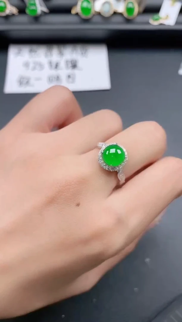 银S925镶嵌戒指翡翠111111