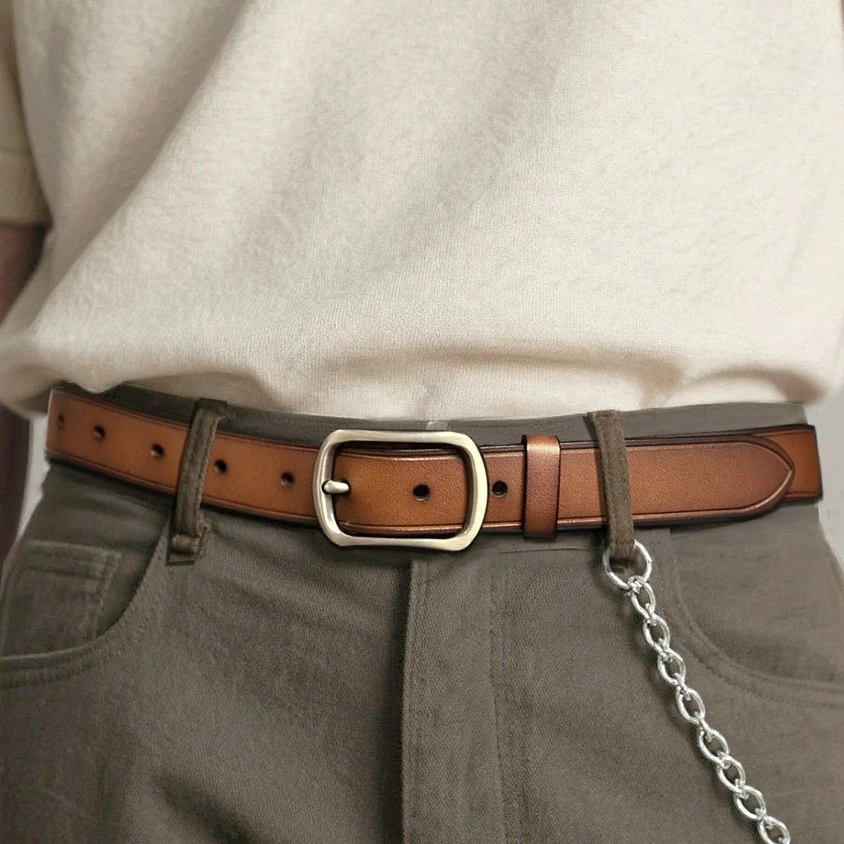 皮带男潮真皮年轻人复古潮皮带男时尚百搭真皮青年时髦工装裤腰带