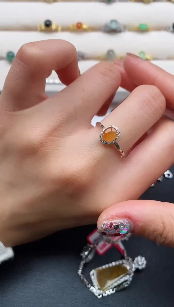 银S925镶嵌戒指翡翠4444444+1