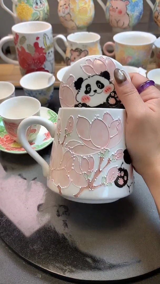 一味*手绘*春日戏粉杯