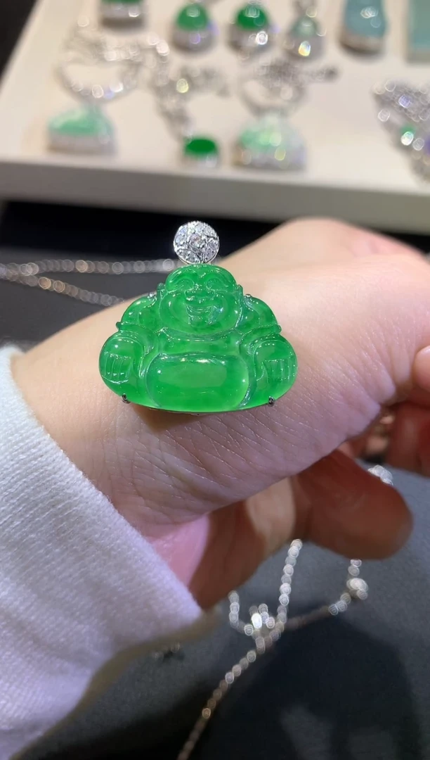 【闪购商品】翡翠吊坠(不含链)18K金镶嵌71-佛公（无鉴赏