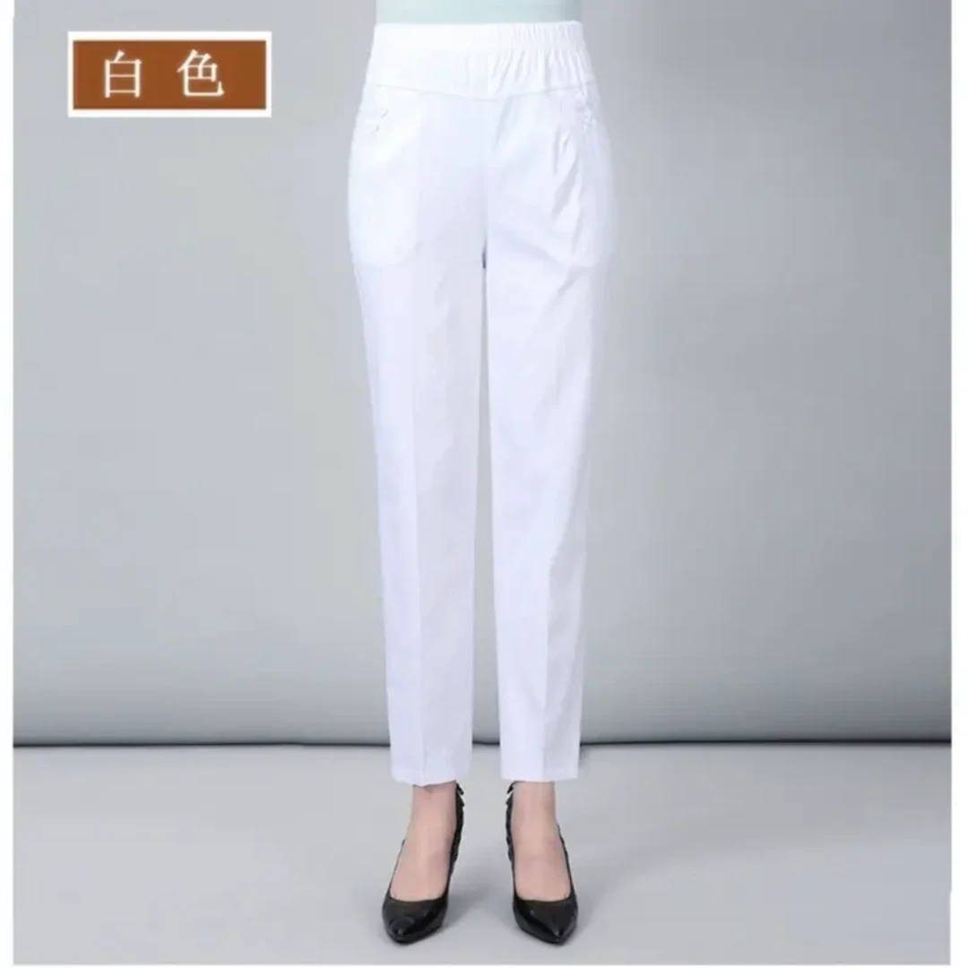 春夏季新款休闲百搭时尚洋气高腰纯色扣子直筒裤子2025