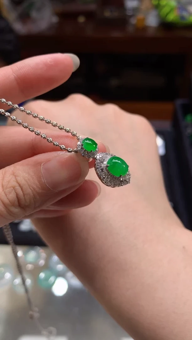 翡翠18K金镶嵌吊坠(不含链)A259|9800