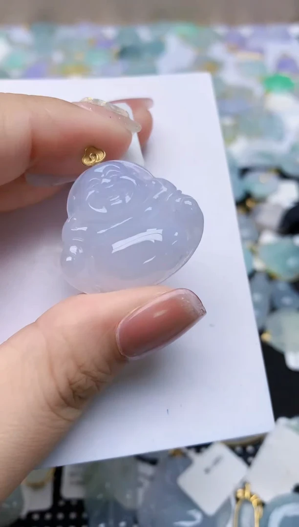 翡翠18K金镶嵌颈饰天然缅甸A货翡翠