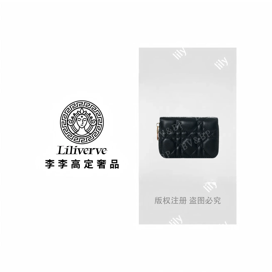【李李lily】真皮高定黑色时尚女士卡包【送礼盒】