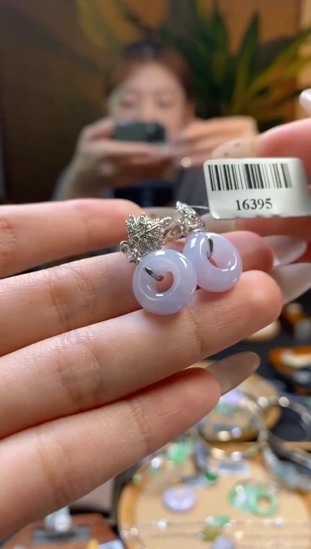 颈饰银S925镶嵌翡翠净货10543