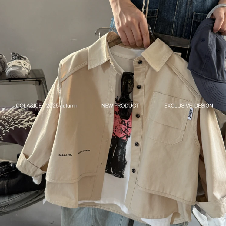 【麦空】儿童时尚韩版假两件衬衫KL1896