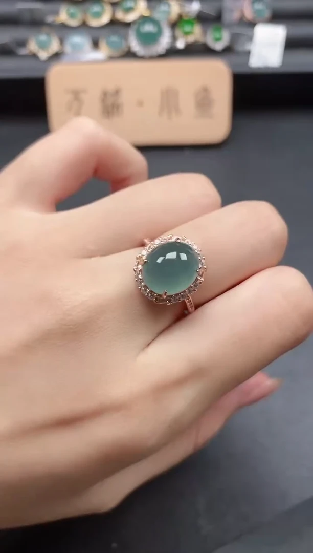 翡翠戒指银S925镶嵌51511