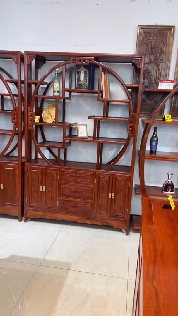 花梨木类家具荣**放刺猬紫檀128*35*198博古架样品