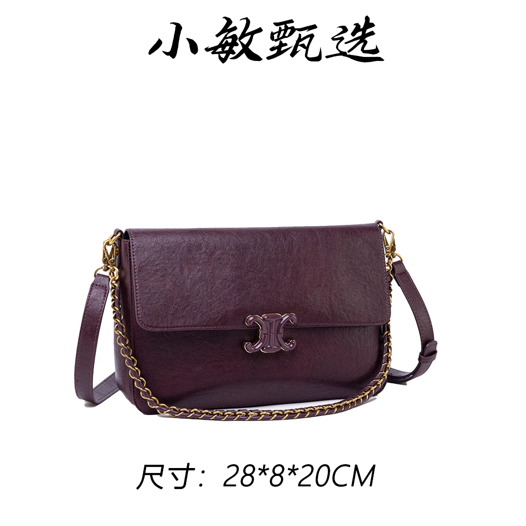 【小敏精选】渠道货QYX-98076-勃艮第红春夏单时尚单肩女包