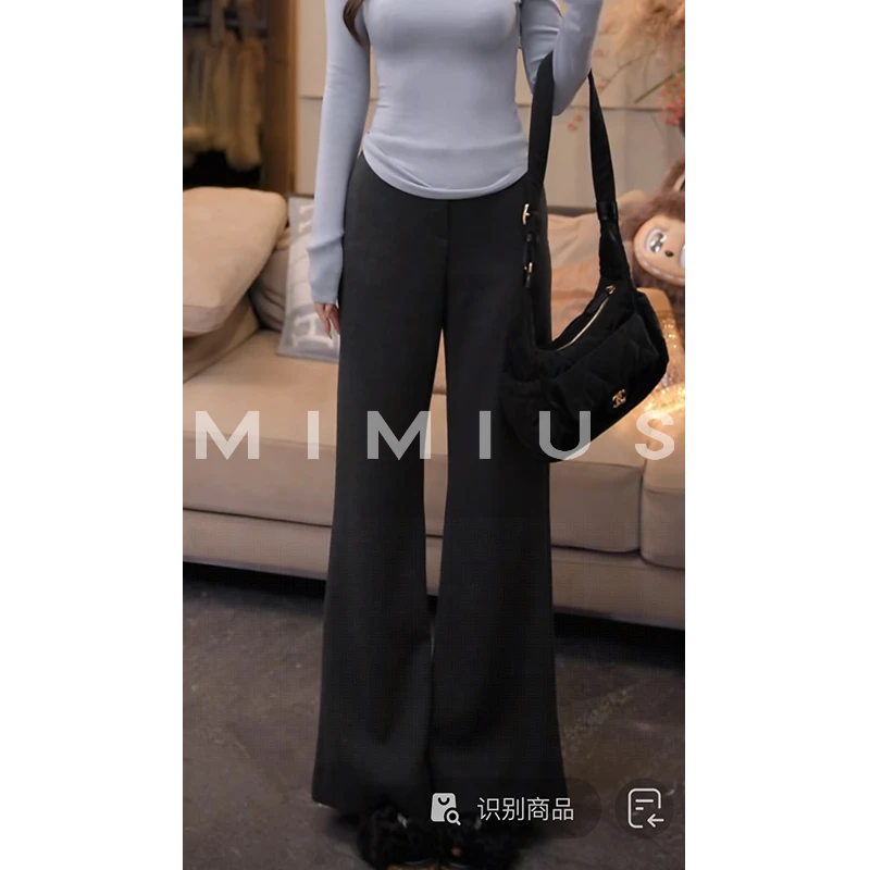 【mimius】喵喵 加绒加厚简约百搭高腰休闲裤 G10399 汉服
