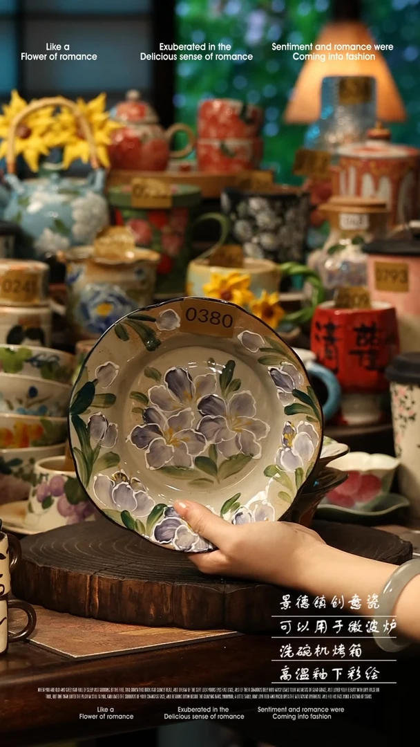 陶瓷随机景德镇高温釉下彩手工手绘款式@A0380@