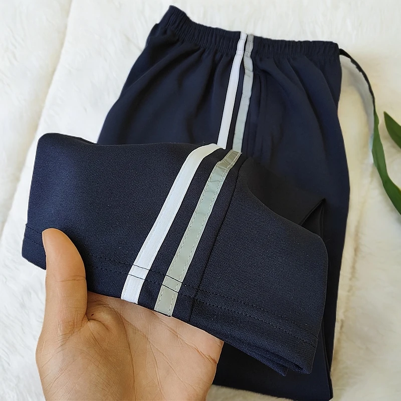 灰白条春秋校服裤子全国通用反光条藏蓝色初中校服裤高中男女通用
