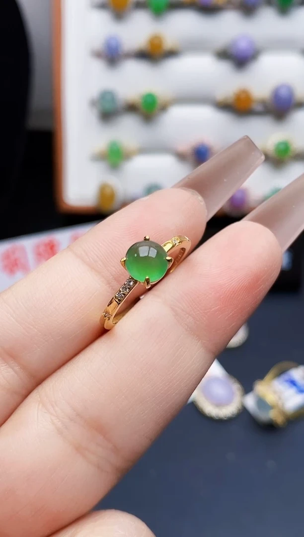 银S925镶嵌戒指翡翠3543