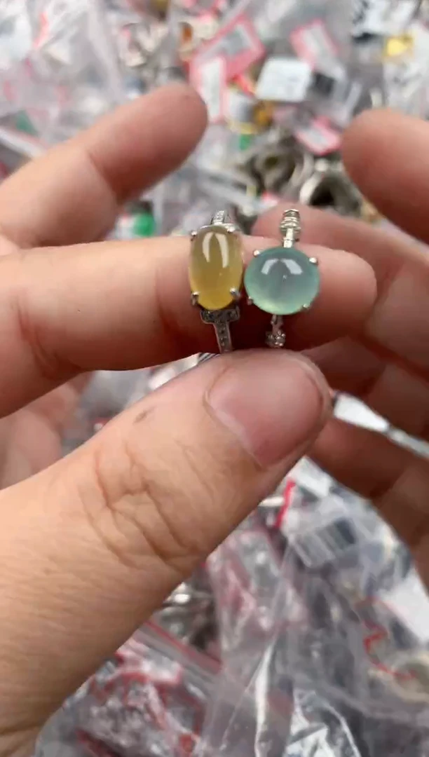 银S925镶嵌戒指翡翠444   1