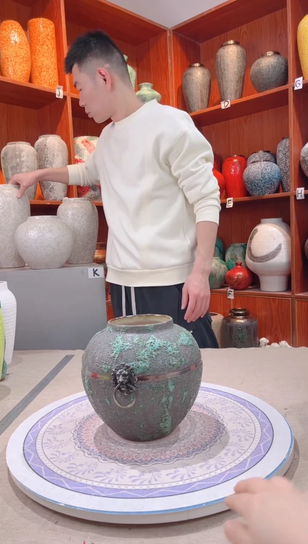 【闪购商品】瓶青铜双耳铜环 小号 陶瓷花瓶 无花