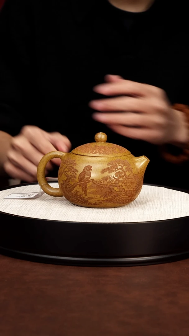 茶壶紫砂 鸟语花香西施壶 寒江段泥 梅鹏